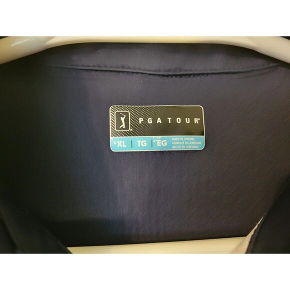 PGA Tour Mens Navy Blue Striped Golf Polo Shirt Size XL - Picture 2 of 4